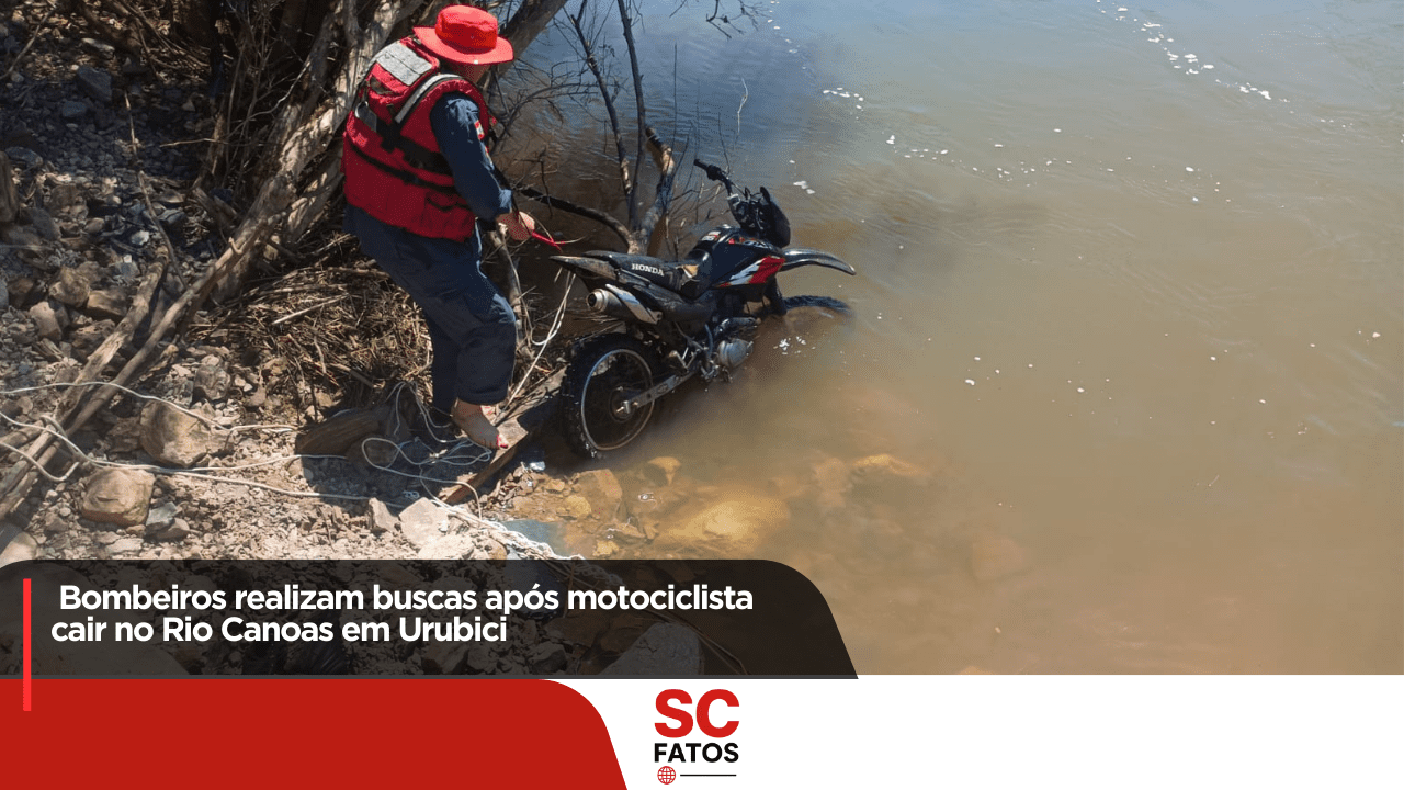 Bombeiros realizam buscas após motociclista cair no Rio Canoas em Urubici