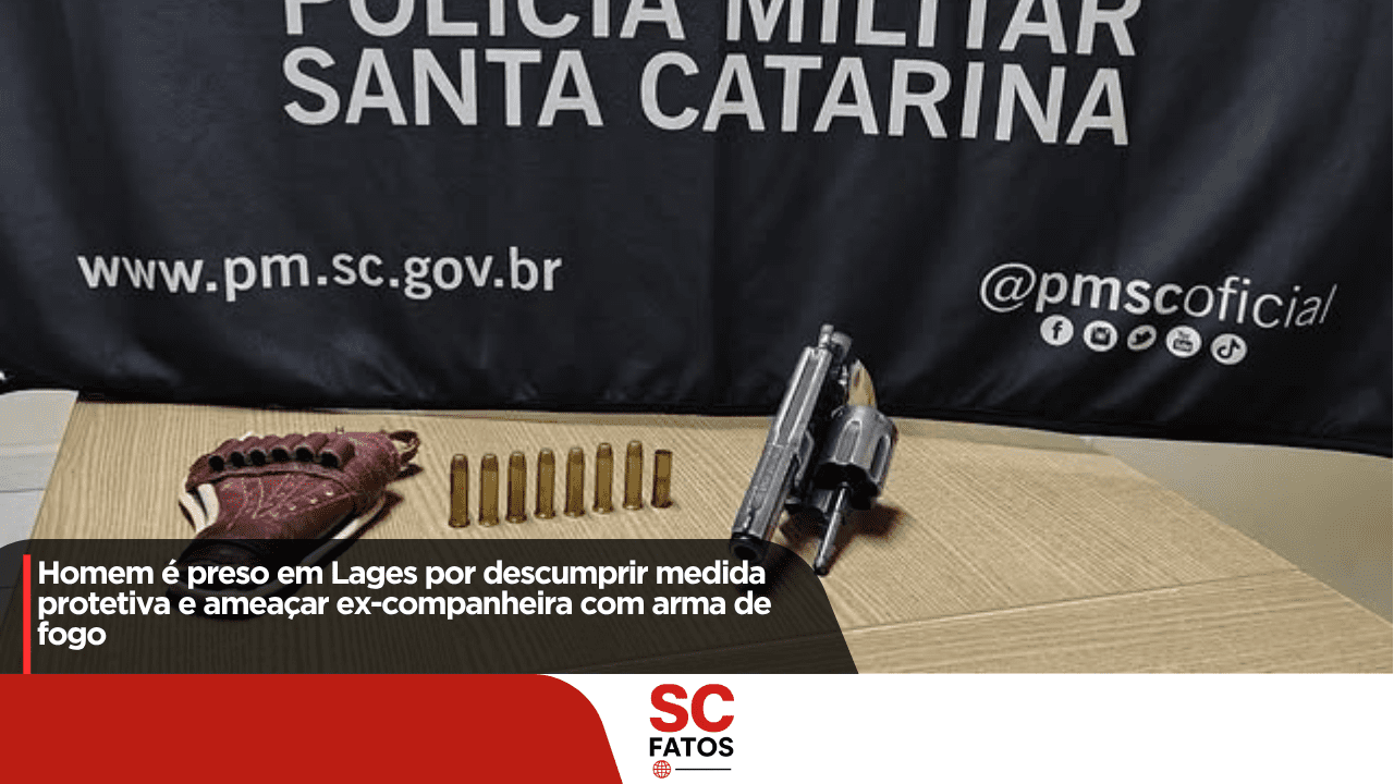 Homem é preso em Lages por descumprir medida protetiva e ameaçar ex-companheira com arma de fogo