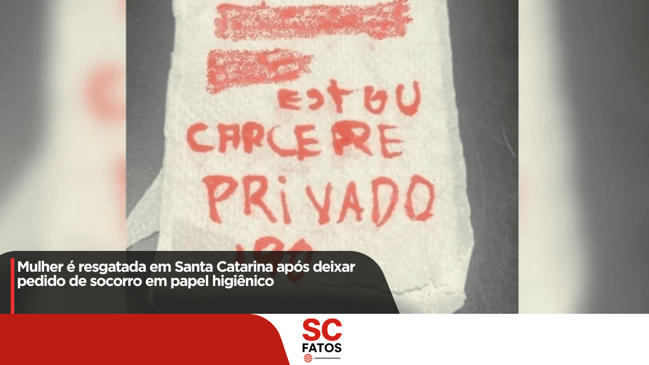 Mulher é resgatada em Santa Catarina após deixar pedido de socorro em papel higiênico