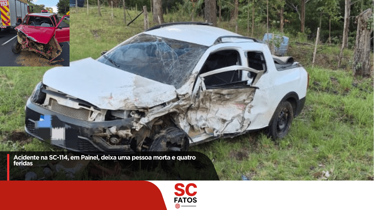 Acidente na SC-114, em Painel, deixa uma pessoa morta e quatro feridas