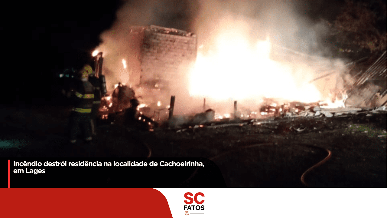 Incêndio destrói residência na localidade de Cachoeirinha, em Lages