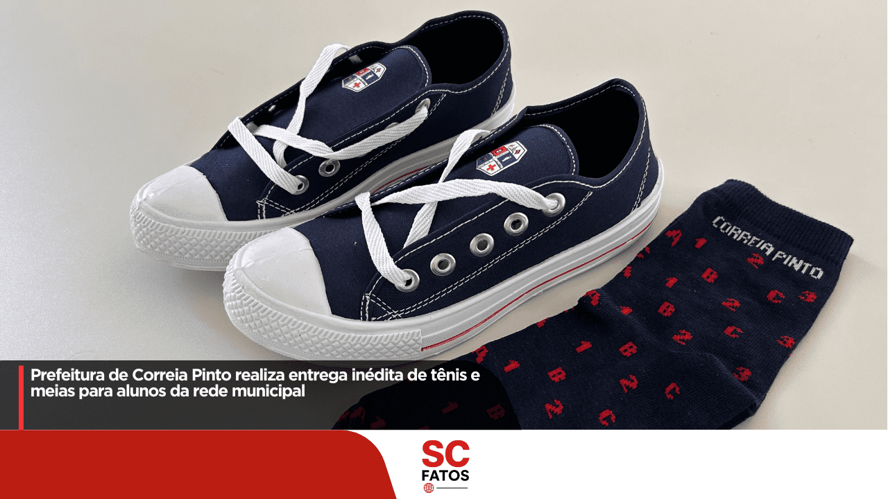 Prefeitura de Correia Pinto realiza entrega inédita de tênis e meias para alunos da rede municipal