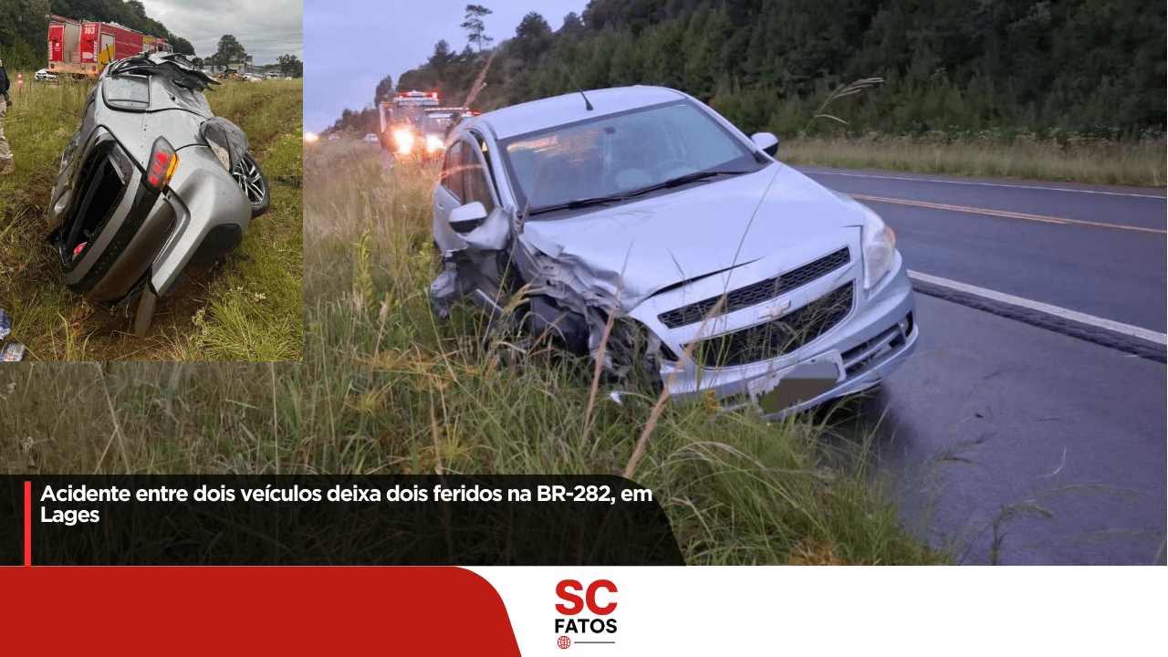 Acidente entre dois veículos deixa dois feridos na BR-282, em Lages