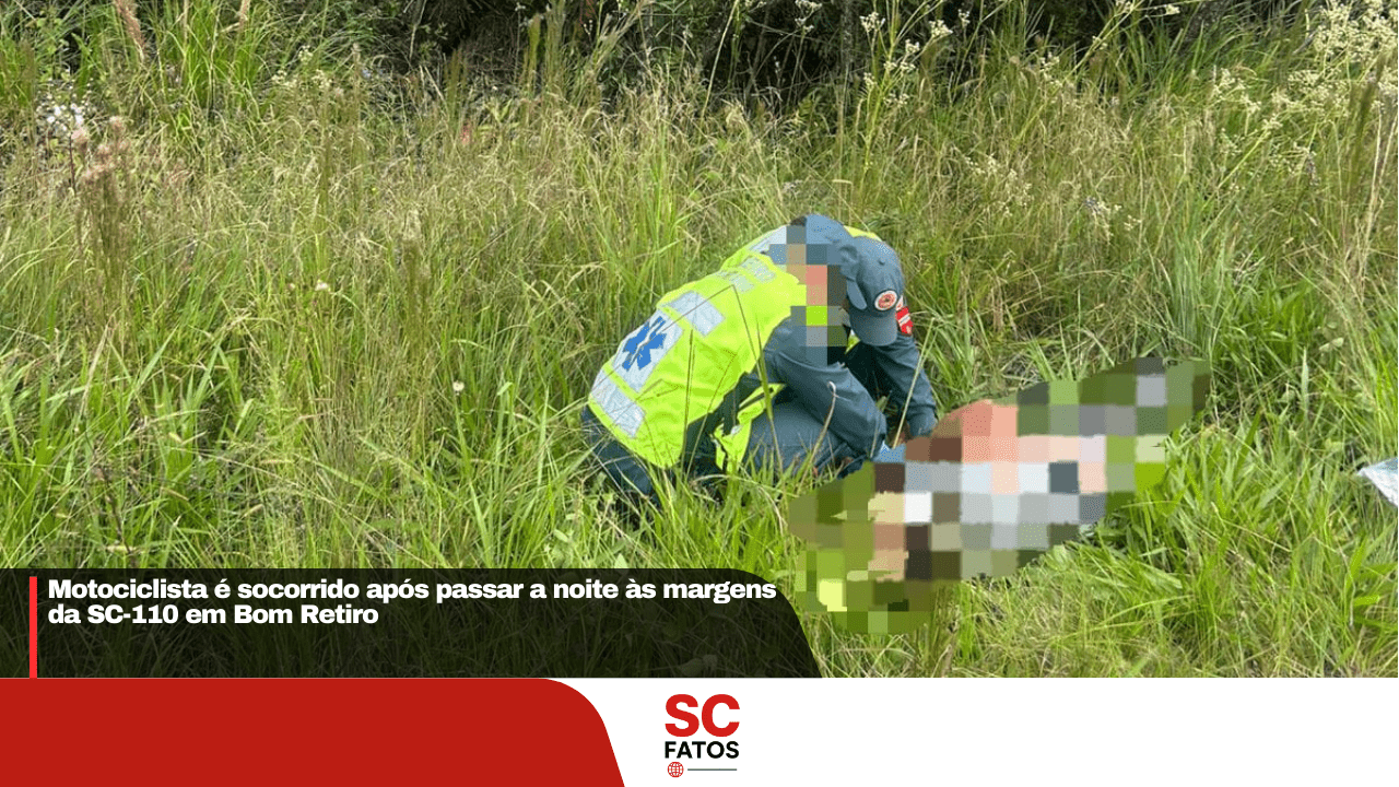 Motociclista é socorrido após passar a noite às margens da SC-110 em Bom Retiro