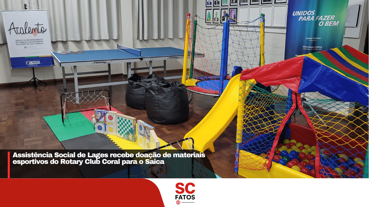 Assistência Social de Lages recebe doação de materiais esportivos do Rotary Club Coral para o Saica