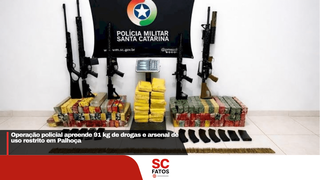 Bope apreende grande quantidade de drogas e fuzis de alto poder de fogo em Palhoça