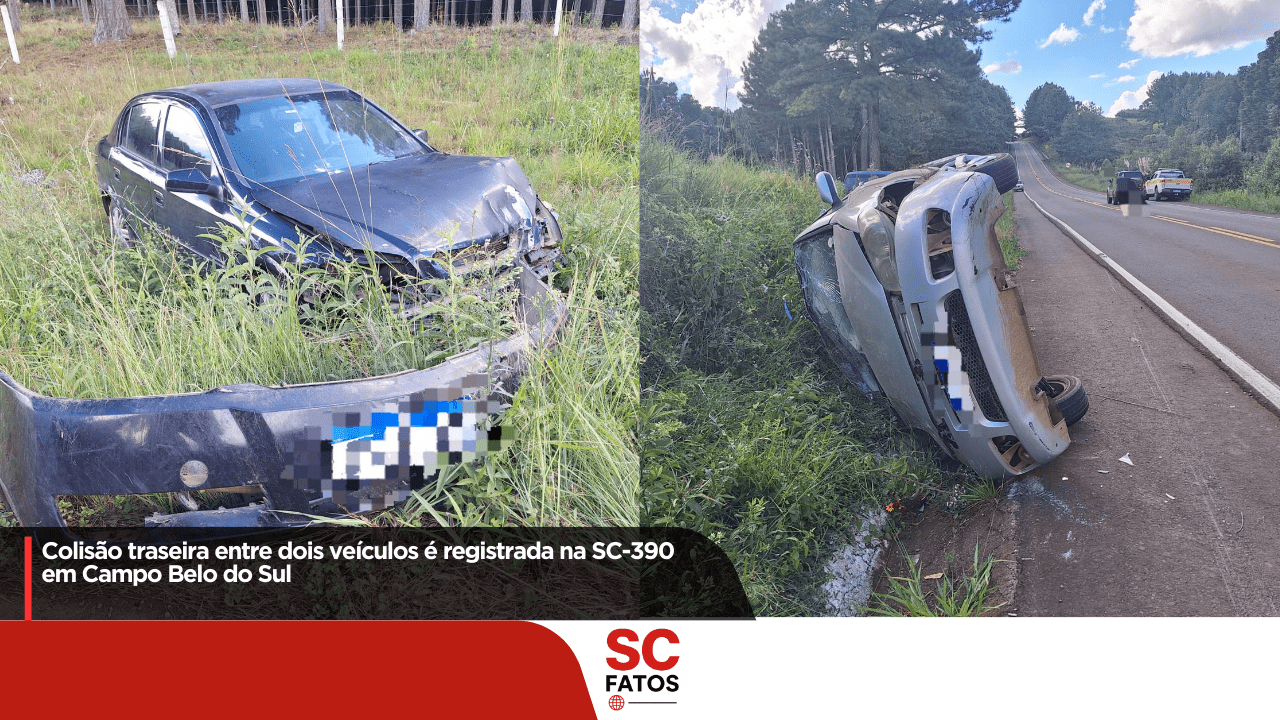 Colisão traseira entre dois veículos é registrada na SC-390 em Campo Belo do Sul