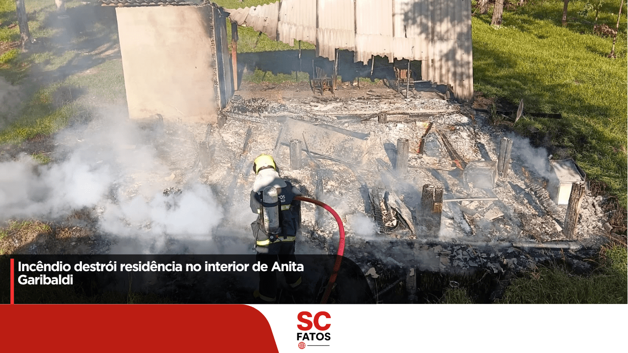 Incêndio destrói residência no interior de Anita Garibaldi