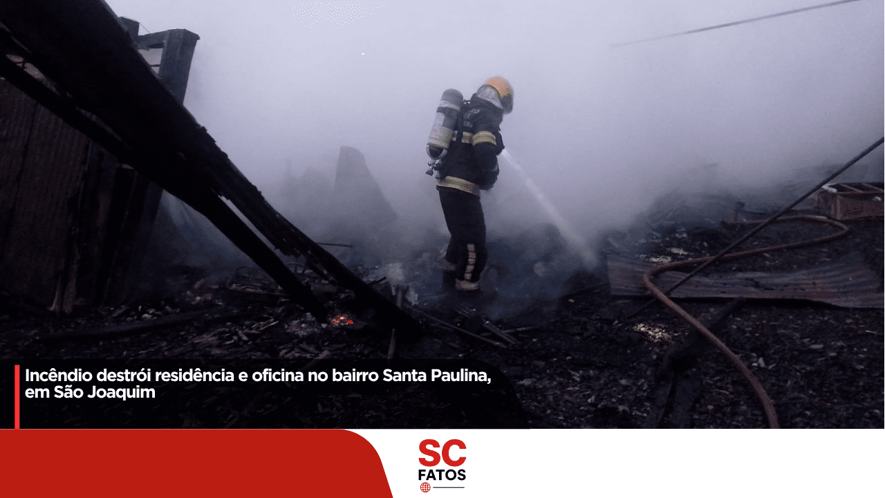 Incêndio destrói residência e oficina no bairro Santa Paulina, em São Joaquim