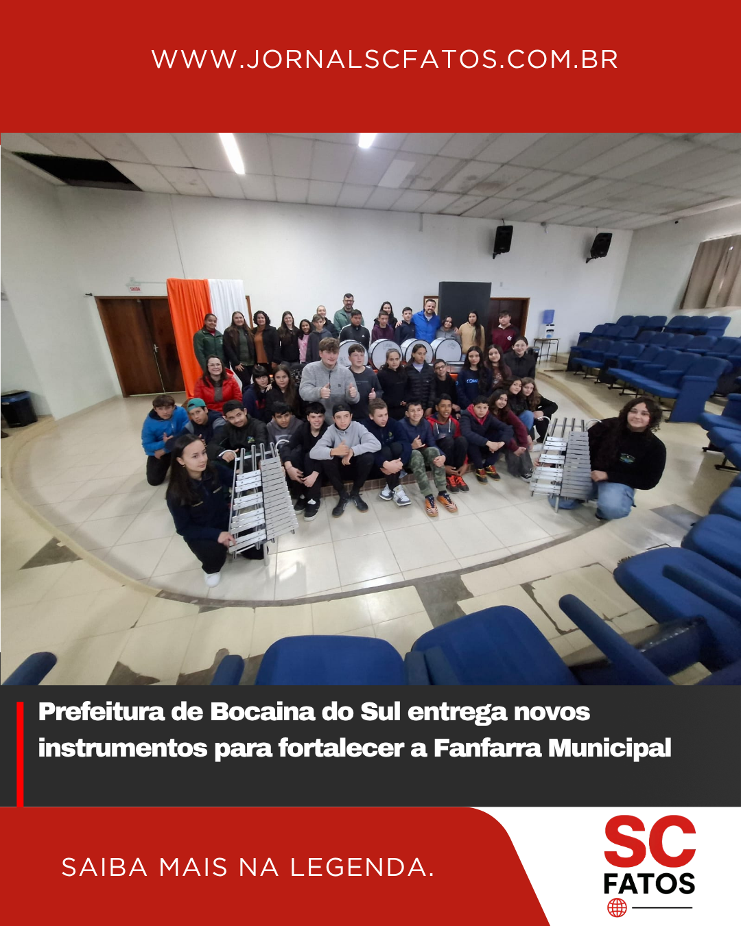 Prefeitura de Bocaina do Sul entrega novos instrumentos para fortalecer a Fanfarra Municipal