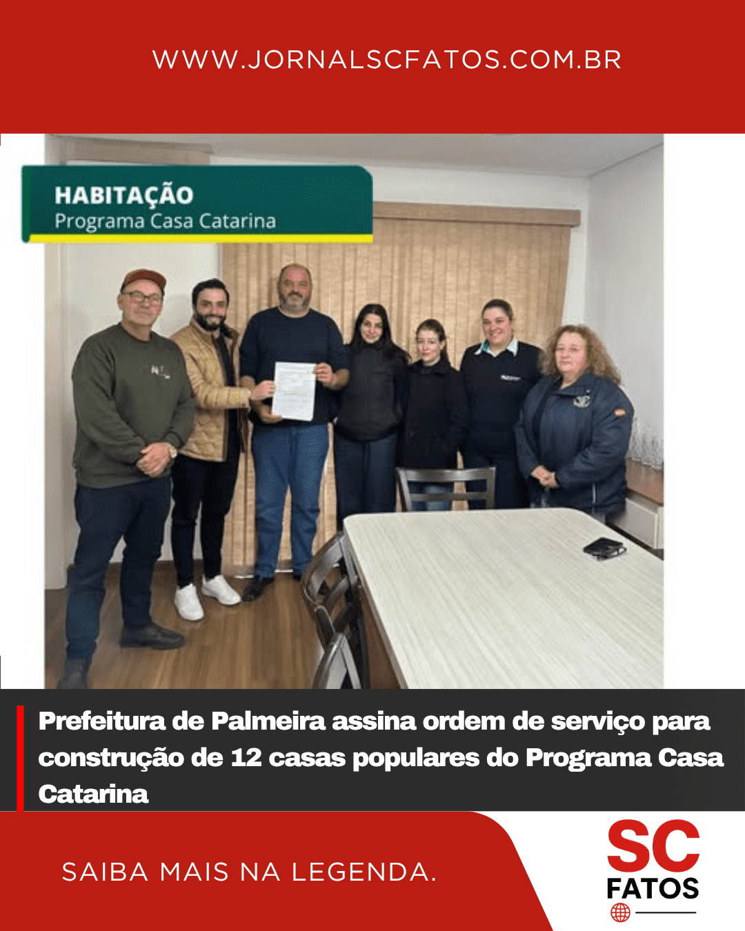 Prefeitura de Palmeira assina ordem de serviço para construção de 12 casas populares do Programa Casa Catarina