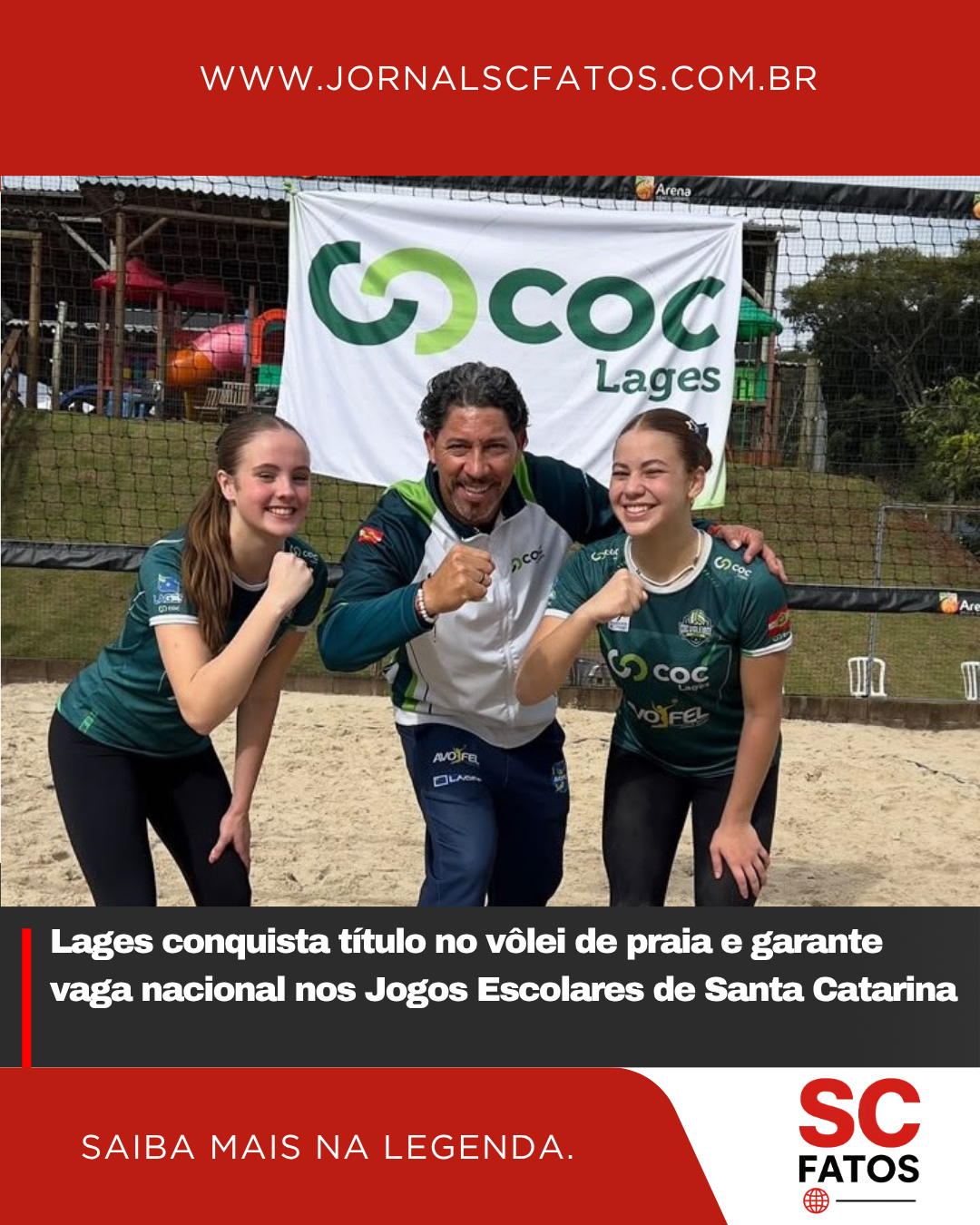 Lages conquista título no vôlei de praia e garante vaga nacional nos Jogos Escolares de Santa Catarina