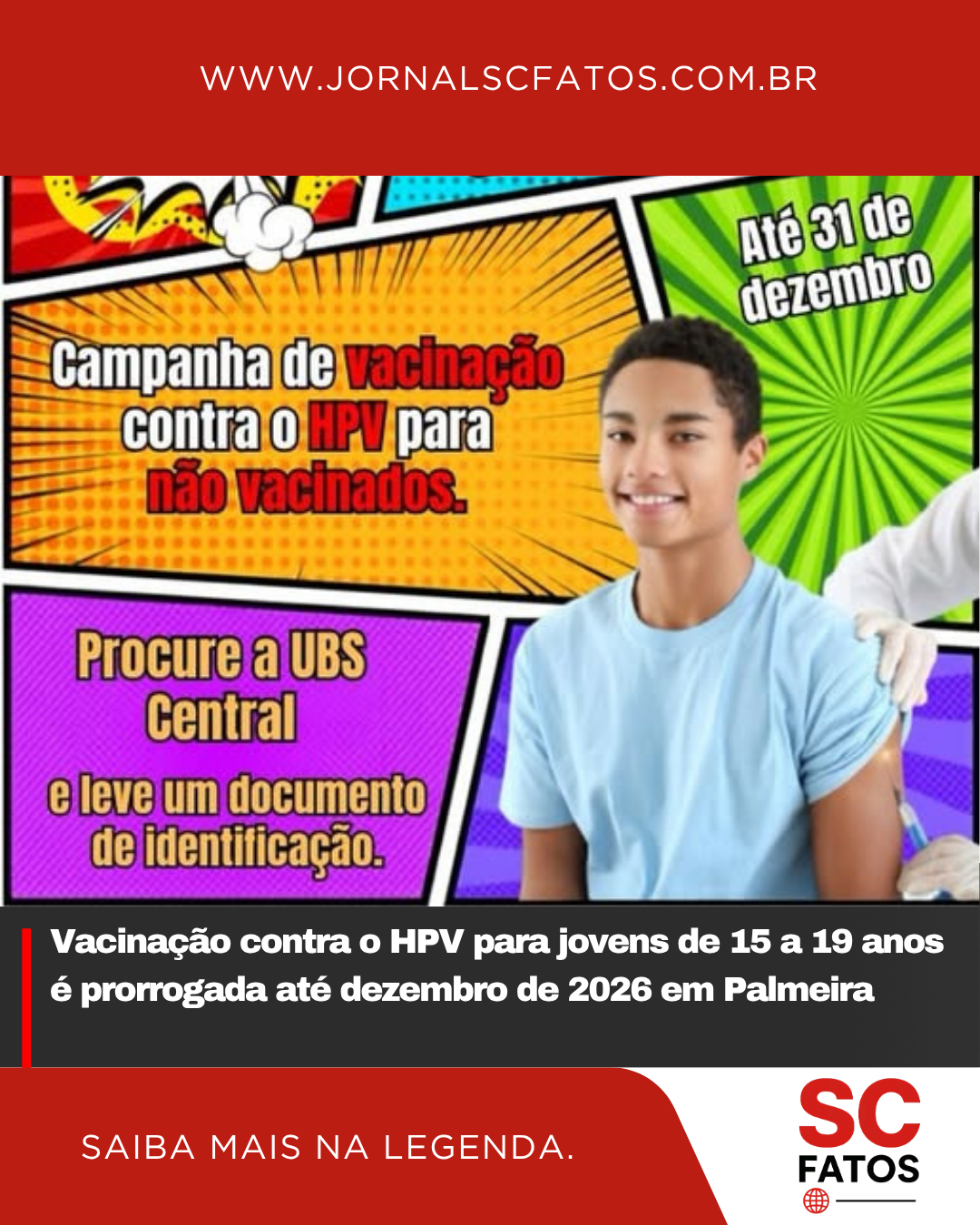 Vacinação contra o HPV para jovens de 15 a 19 anos é prorrogada até dezembro de 2026 em Palmeira
