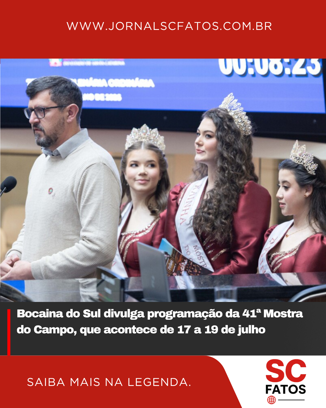 Bocaina do Sul divulga programação da 41ª Mostra do Campo, que acontece de 17 a 19 de julho