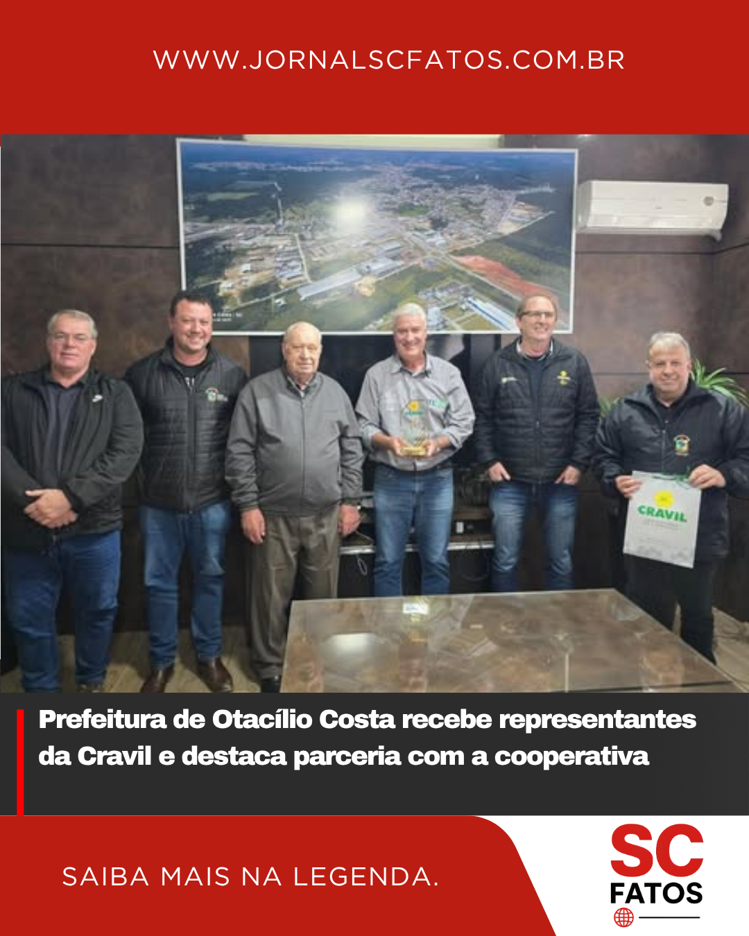 Prefeitura de Otacílio Costa recebe representantes da Cravil e destaca parceria com a cooperativa