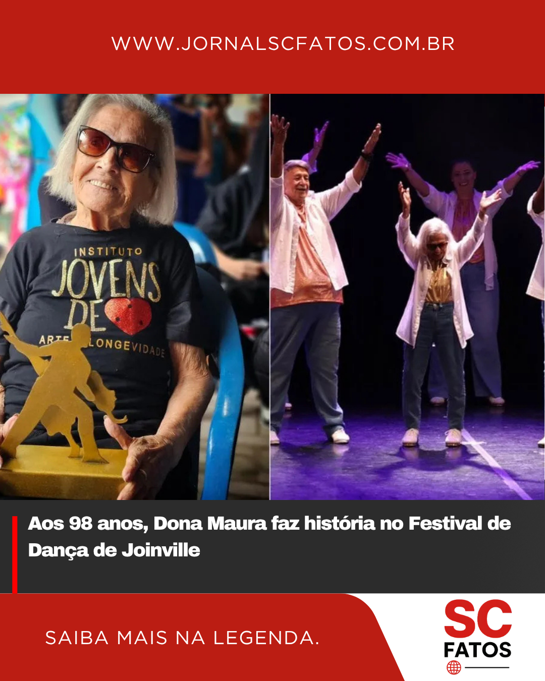 Aos 98 anos, Dona Maura faz história no Festival de Dança de Joinville