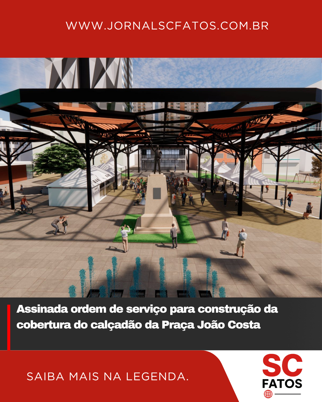 Assinada ordem de serviço para construção da cobertura do calçadão da Praça João Costa