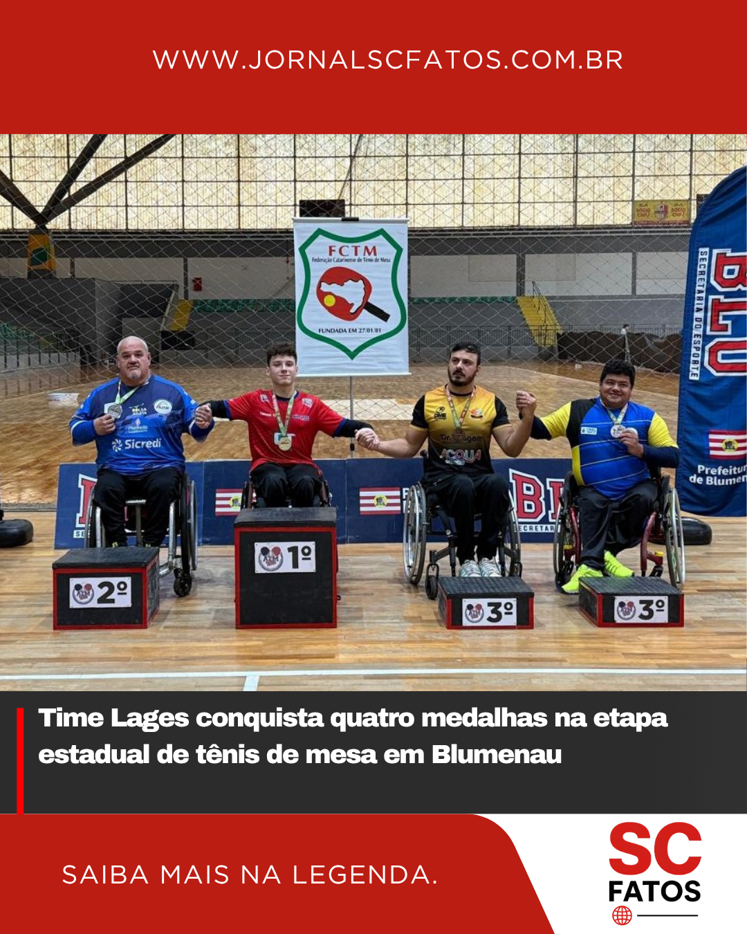 Time Lages conquista quatro medalhas na etapa estadual de tênis de mesa em Blumenau