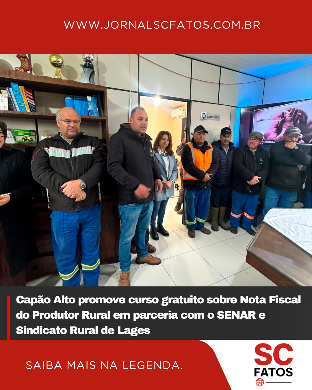 Capão Alto promove curso gratuito sobre Nota Fiscal do Produtor Rural em parceria com o SENAR e Sindicato Rural de Lages