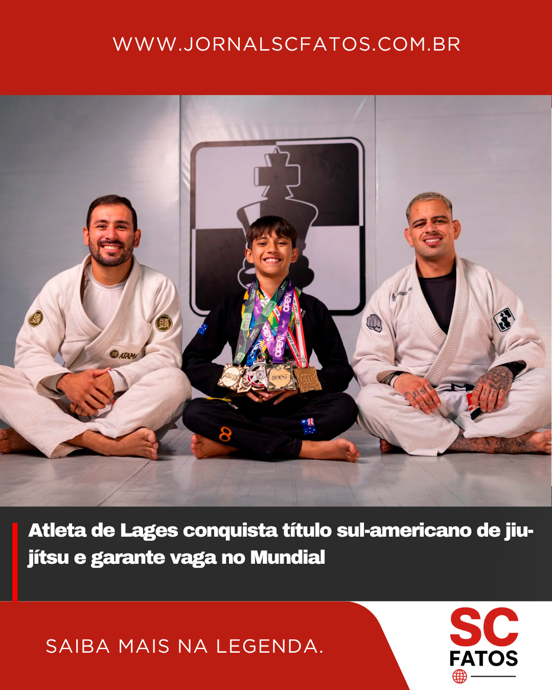 Atleta de Lages conquista título sul-americano de jiu-jítsu e garante vaga no Mundial