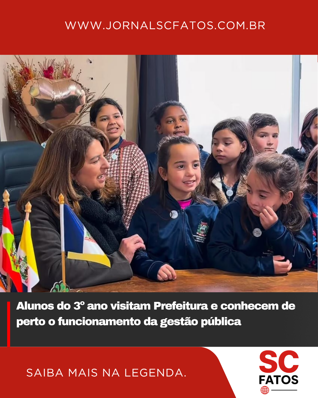 Alunos do 3º ano visitam Prefeitura e conhecem de perto o funcionamento da gestão pública