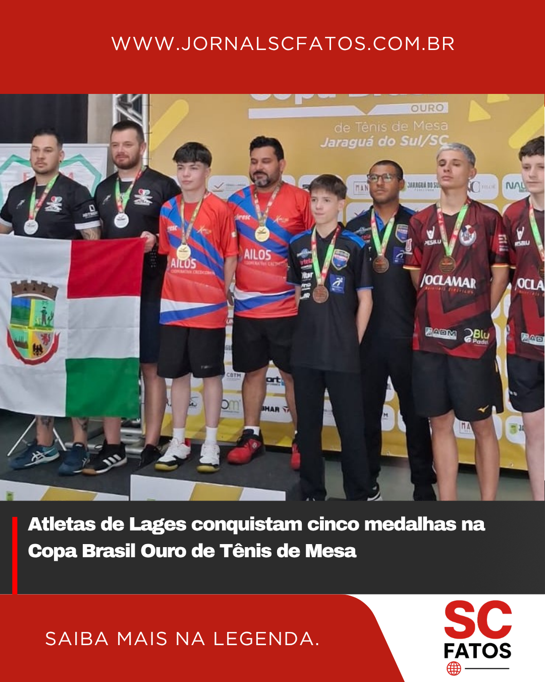 Atletas de Lages conquistam cinco medalhas na Copa Brasil Ouro de Tênis de Mesa