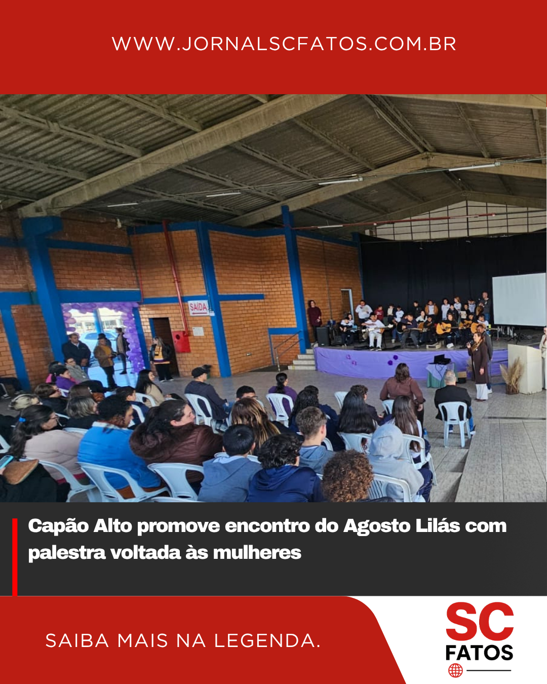 Capão Alto promove encontro do Agosto Lilás com palestra voltada às mulheres