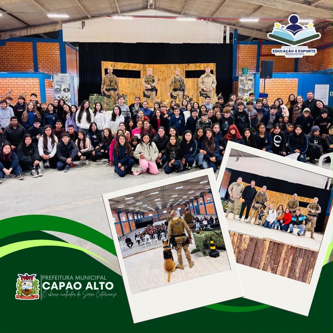 Alunos de Capão Alto participam de apresentação do Canil da Polícia Militar