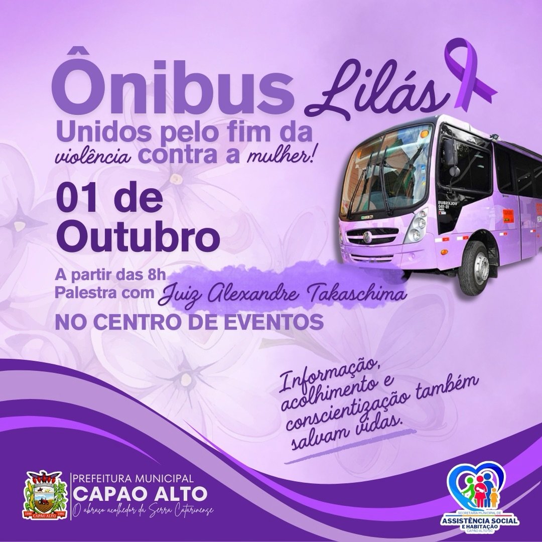 Capão Alto recebe Ônibus Lilás com programação de conscientização em outubro
