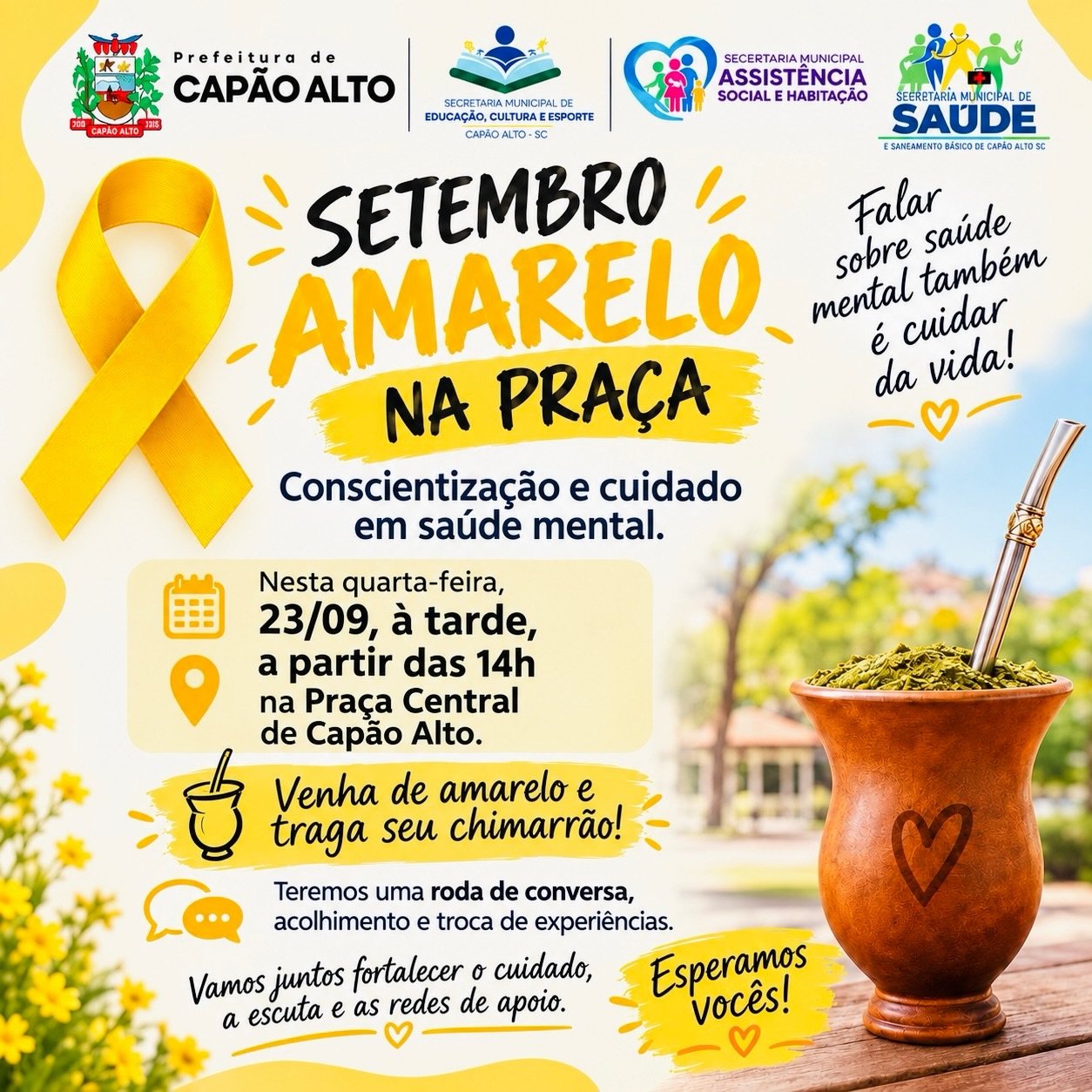 Capão Alto promove ação do Setembro Amarelo nesta quarta-feira