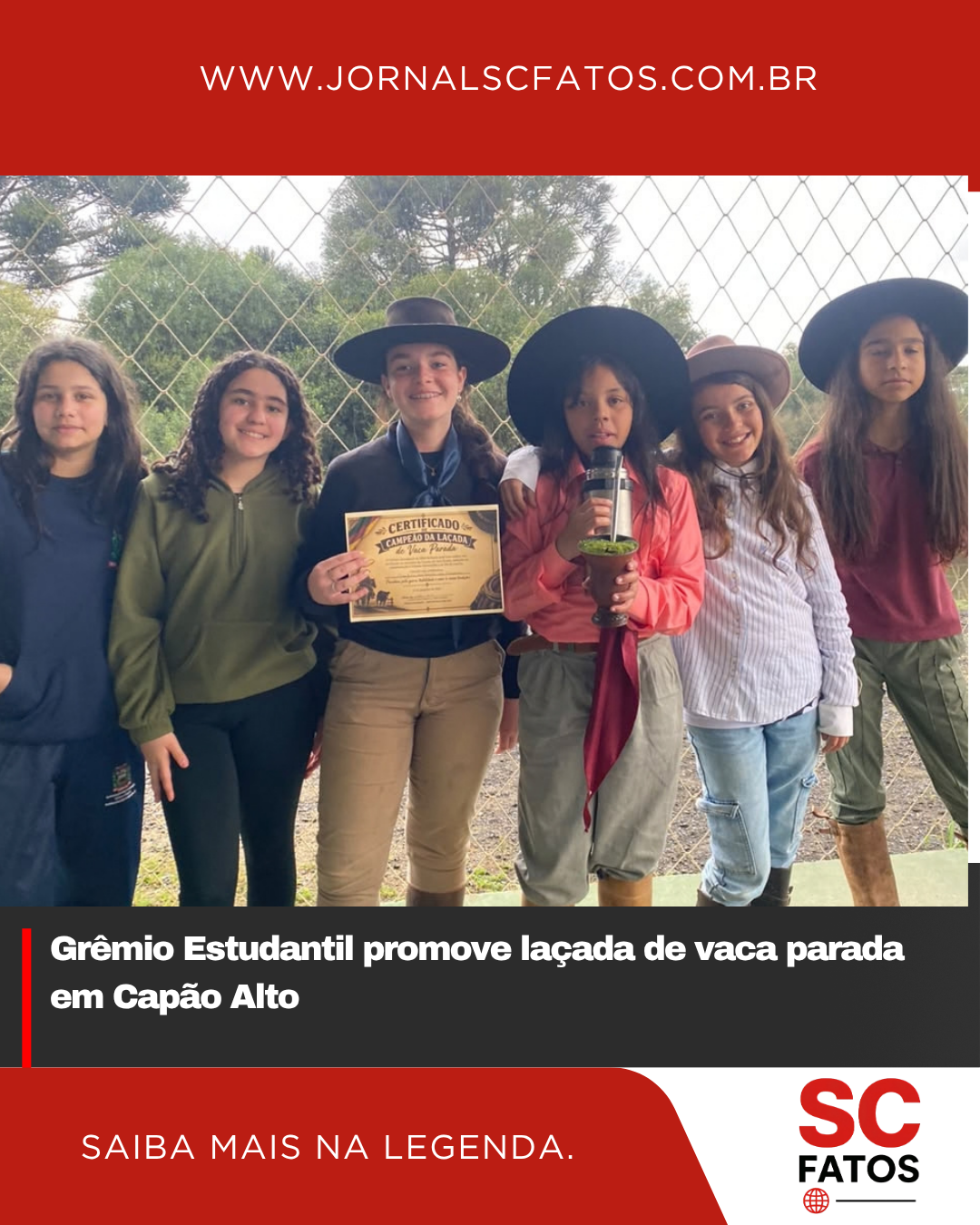 Grêmio Estudantil promove laçada de vaca parada em Capão Alto