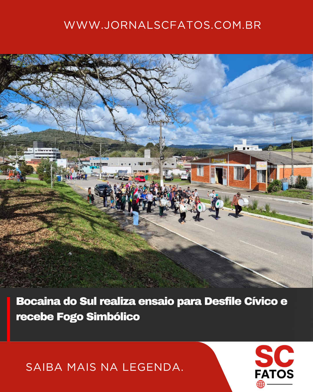 Bocaina do Sul realiza ensaio para Desfile Cívico e recebe Fogo Simbólico