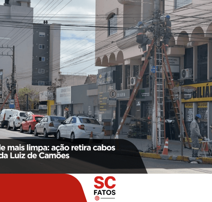 Menos fios, cidade mais limpa: ação retira cabos inativos na avenida Luiz de Camões