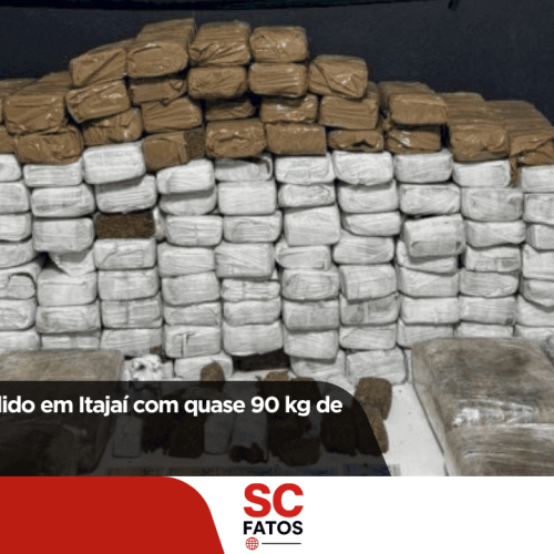 Veículo é apreendido em Itajaí com quase 90 kg de drogas