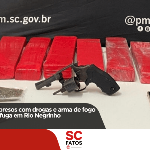 Dois homens são presos com drogas e arma de fogo após tentativa de fuga em Rio Negrinho