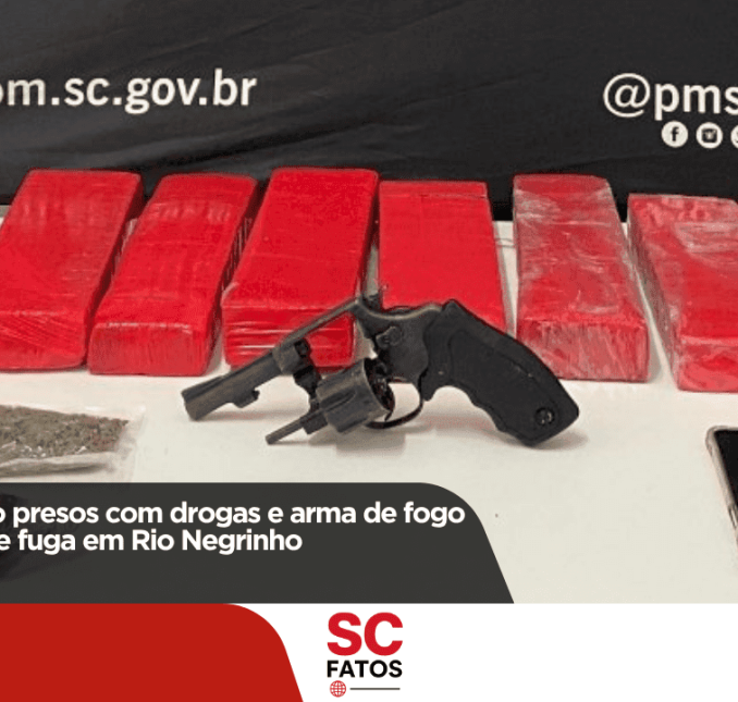Dois homens são presos com drogas e arma de fogo após tentativa de fuga em Rio Negrinho