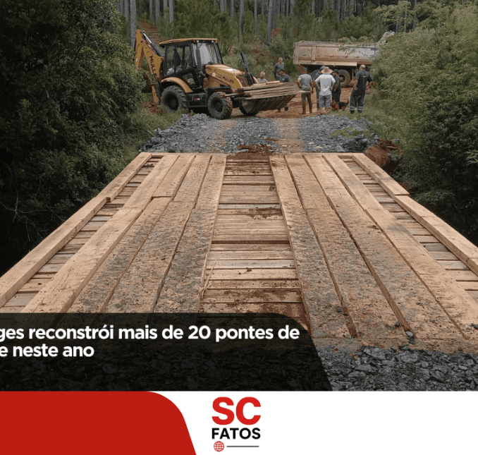 Prefeitura de Lages reconstrói mais de 20 pontes de madeira somente neste ano