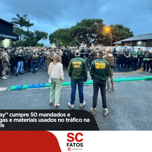Operação “Free Way” cumpre 50 mandados e apreende fuzil, drogas e materiais usados no tráfico na Grande Florianópolis