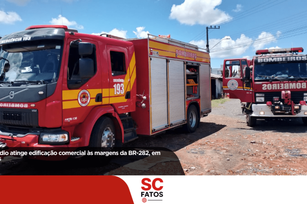 Incêndio atinge edificação comercial às margens da BR-282, em Lages