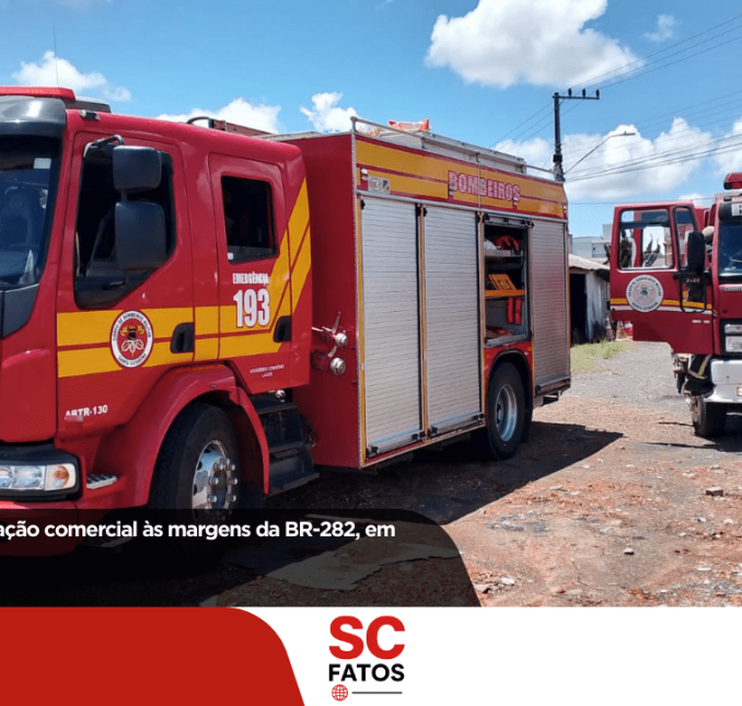 Incêndio atinge edificação comercial às margens da BR-282, em Lages