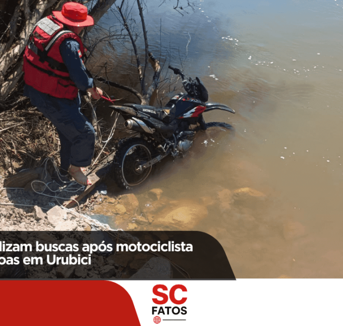 Bombeiros realizam buscas após motociclista cair no Rio Canoas em Urubici