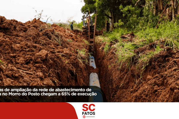Obras de ampliação da rede de abastecimento de água no Morro do Posto chegam a 65% de execução