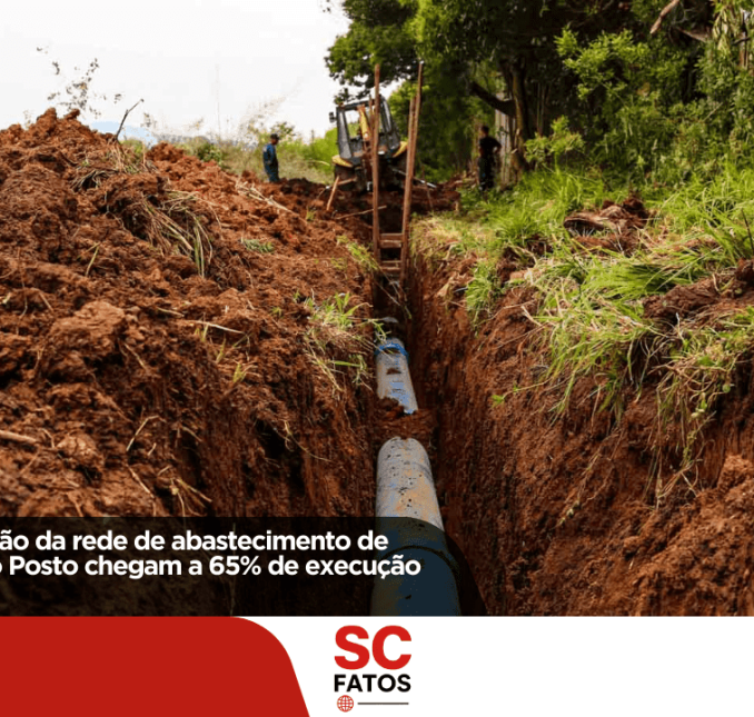 Obras de ampliação da rede de abastecimento de água no Morro do Posto chegam a 65% de execução