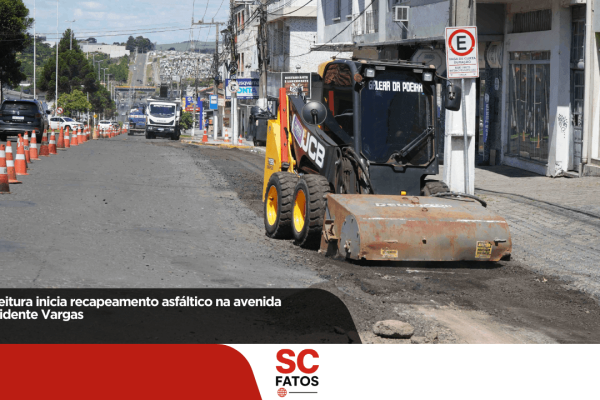 Prefeitura inicia recapeamento asfáltico na avenida Presidente Vargas