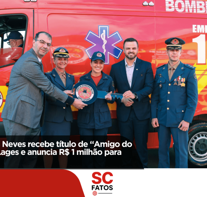 Deputado Lucas Neves recebe título de “Amigo do Bombeiro” em Lages e anuncia R$ 1 milhão para novo caminhão