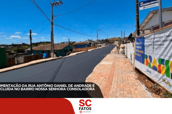 Prefeitura de Correia Pinto conclui pavimentação do trecho 1 da Rua Antônio Daniel de Andrade