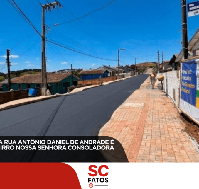 Prefeitura de Correia Pinto conclui pavimentação do trecho 1 da Rua Antônio Daniel de Andrade
