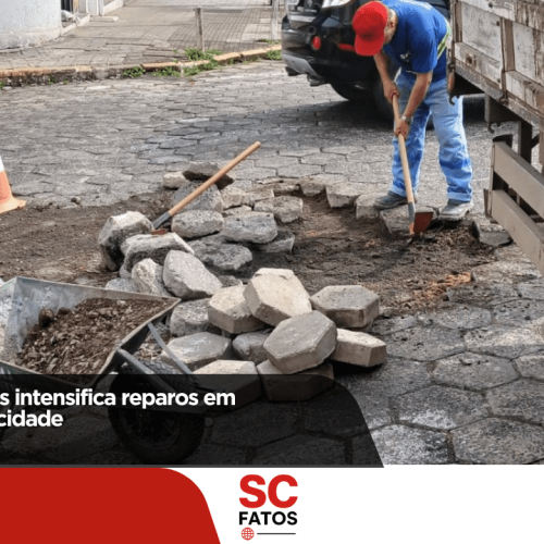 Prefeitura de Lages intensifica reparos em calçamentos pela cidade