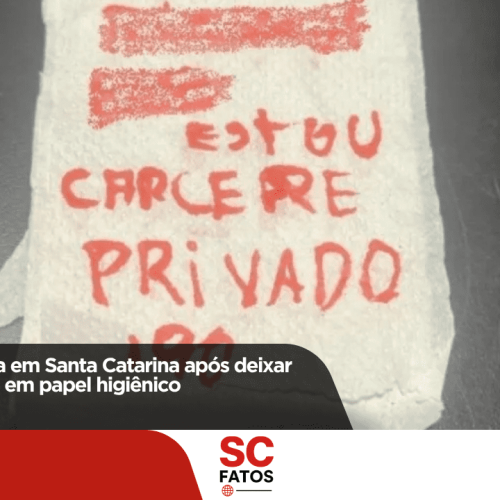 Mulher é resgatada em Santa Catarina após deixar pedido de socorro em papel higiênico