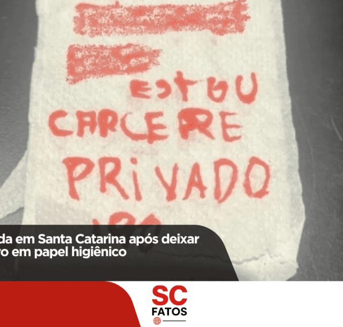 Mulher é resgatada em Santa Catarina após deixar pedido de socorro em papel higiênico